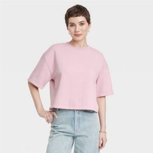 NWOT Women’s  Short Sleeve Fleece Top   Pink. XL